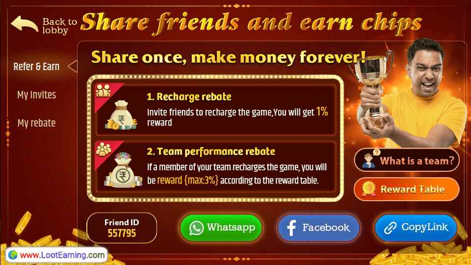 Refer & Earn in Rummy Mega Ludo