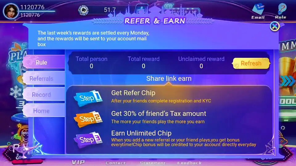 rummy elite app refer & earn