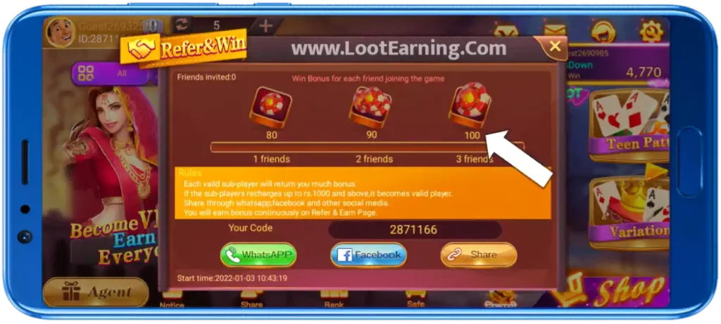 Teen Patti King Apk Refer & Earn