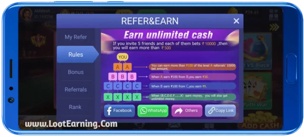 teen patti master apk refer & Earn
