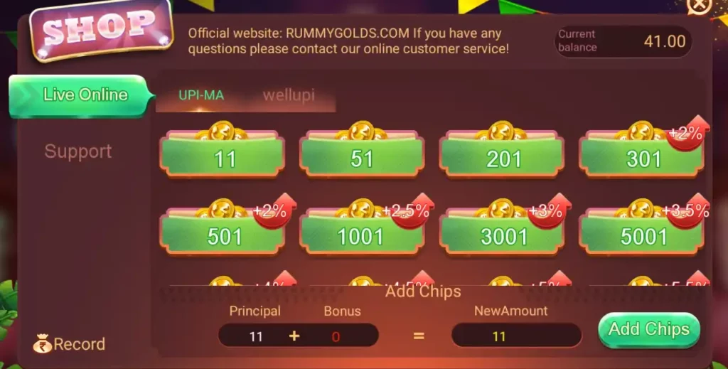 Rummy Golds Add Cash