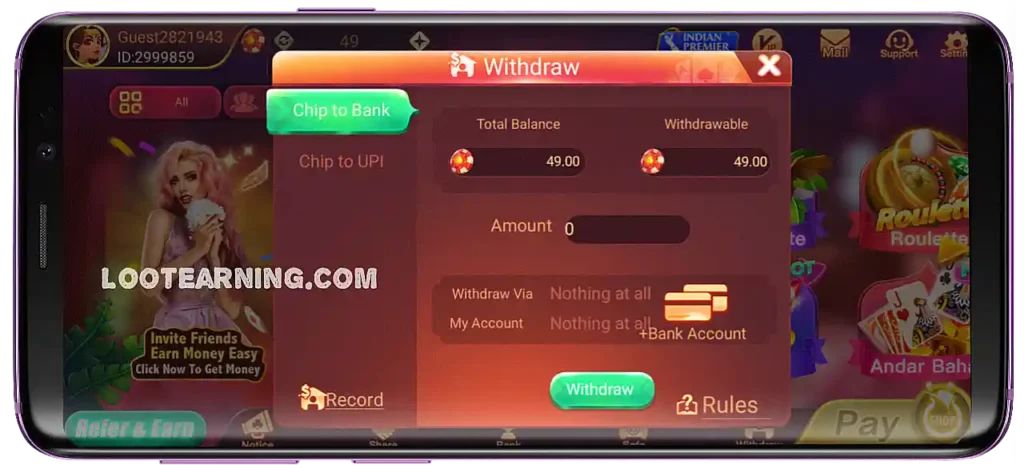 Rummy Ola APK Withdraw Program