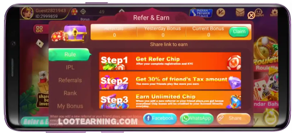 Teen Patti Ola APK Refer & Earn Program