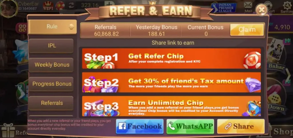 Teen Patti Saloon APJK Refer & Earn