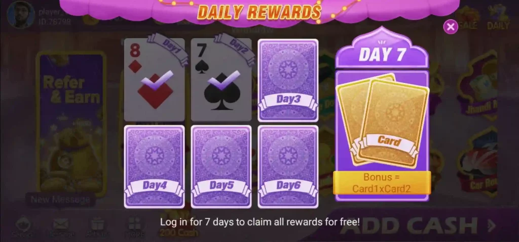 daily bonus in rummy mod apk