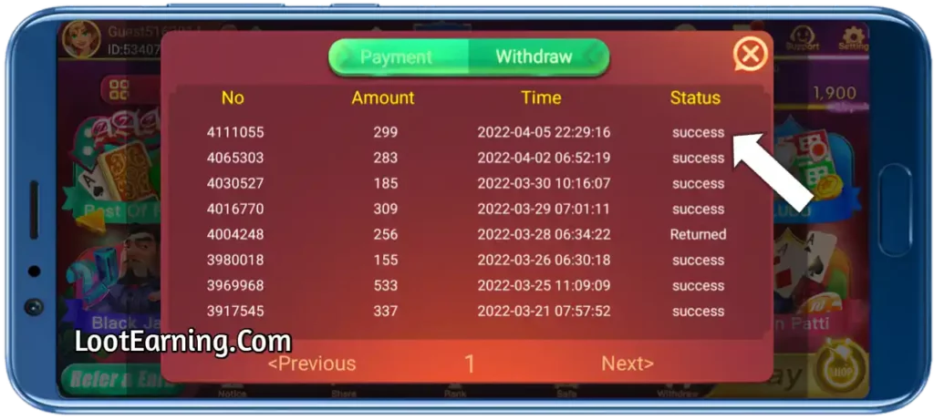 model rummy payment proof