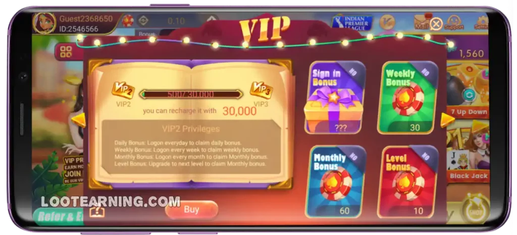 teen patti bindaas mod VIP Bonus
