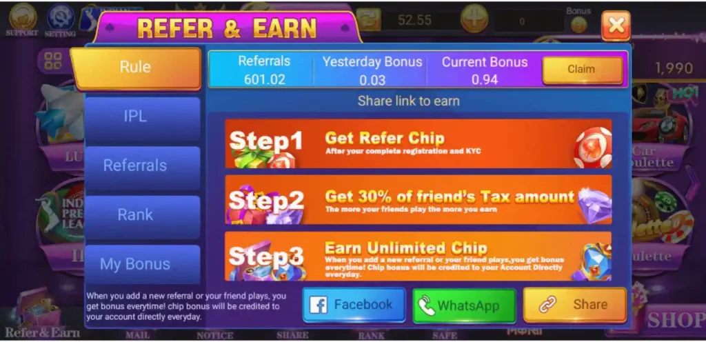 teen patti club Apk refer & earn