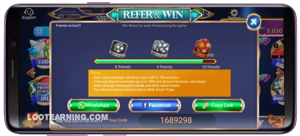 teen patti go Share Bonus