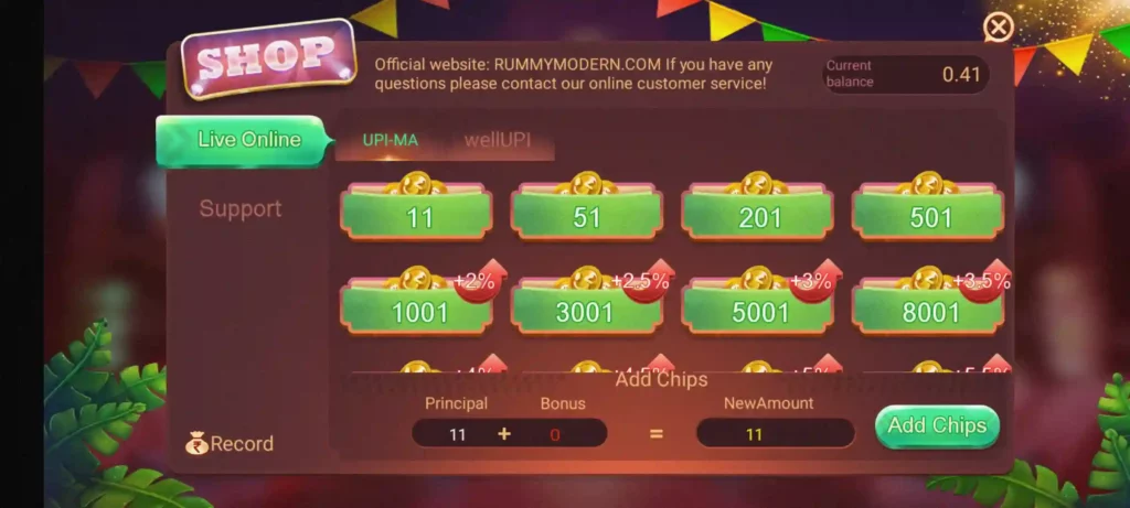 teen patti modern add cash program