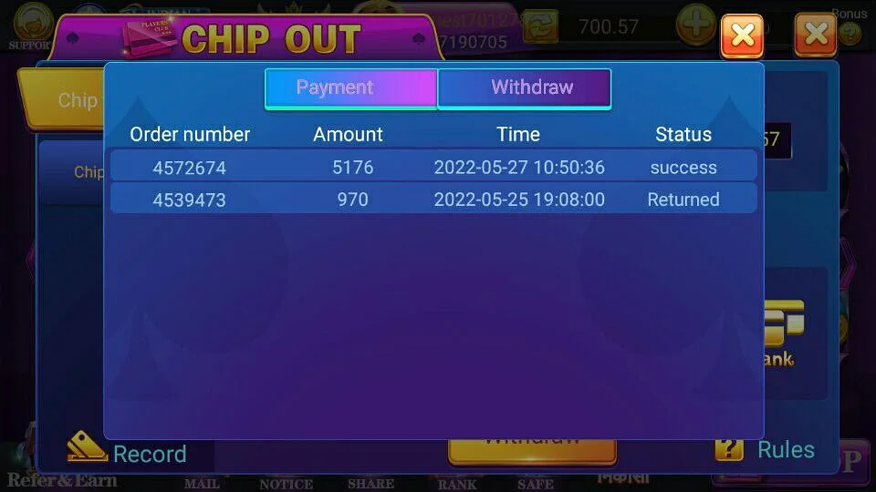 Holy Rummy Payment Proof