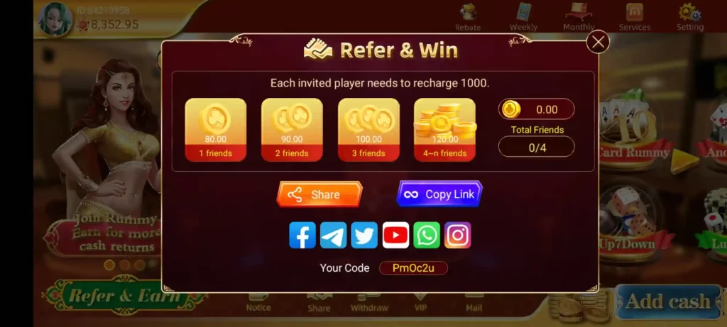 Rummy Earn Money refer share bonus