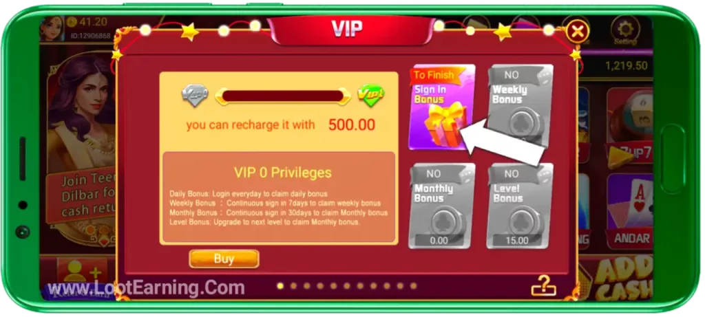 Teen Patti DIlbar VIP Bonus