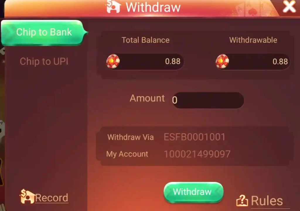 Teen Patti KGF APK Withdrawal