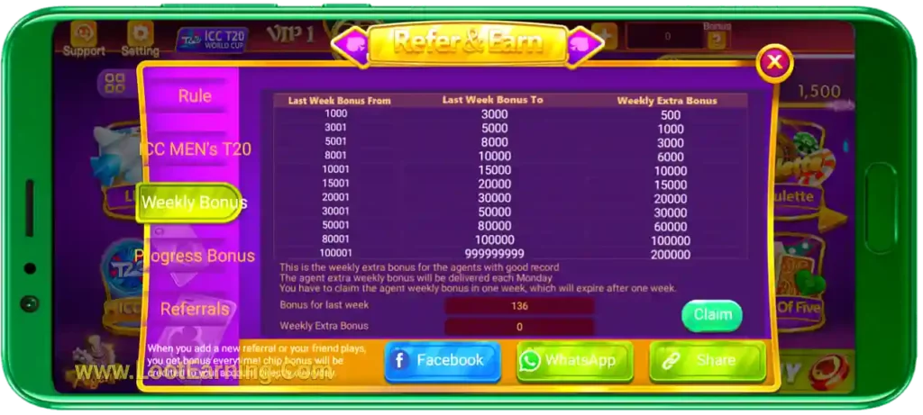 Teen Patti Online APK Weekly Bonus