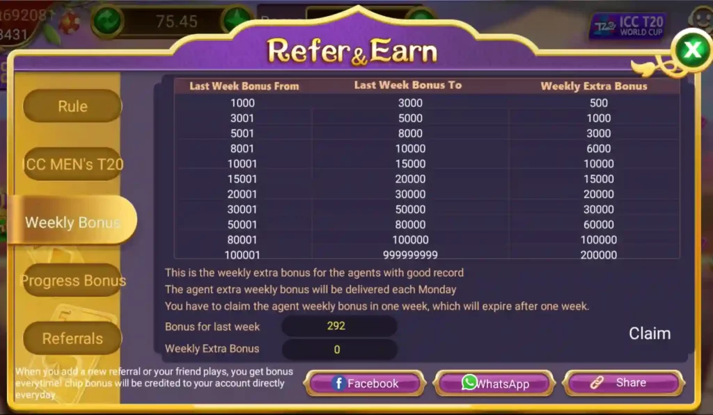 Hello Rummy APK Weekly Bonus