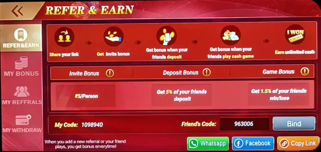 Teen Patti Live Refer & Earn