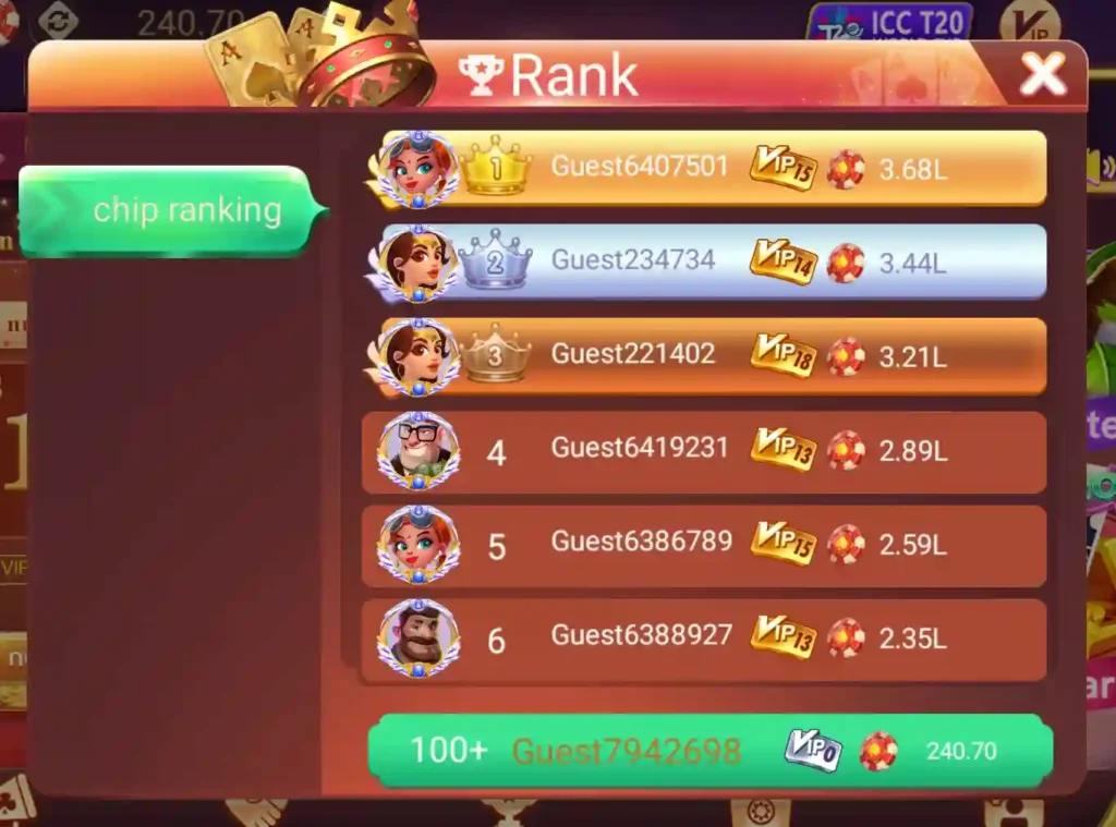 Teen Patti Lucky App Ranking Option