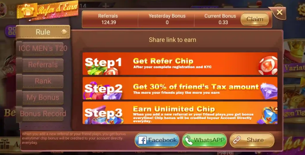 Teen Patti Palace App Refer & Earn Program