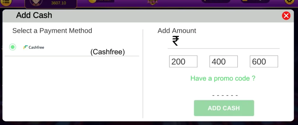 Rummy Aura App Add Cash