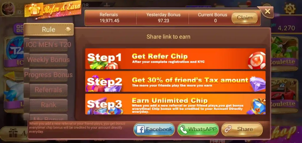 Teen Patti Wealth Refer & Earn
