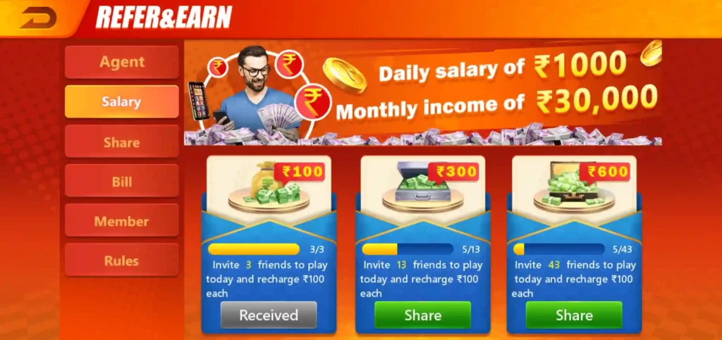teen patti casino Refer & Earn