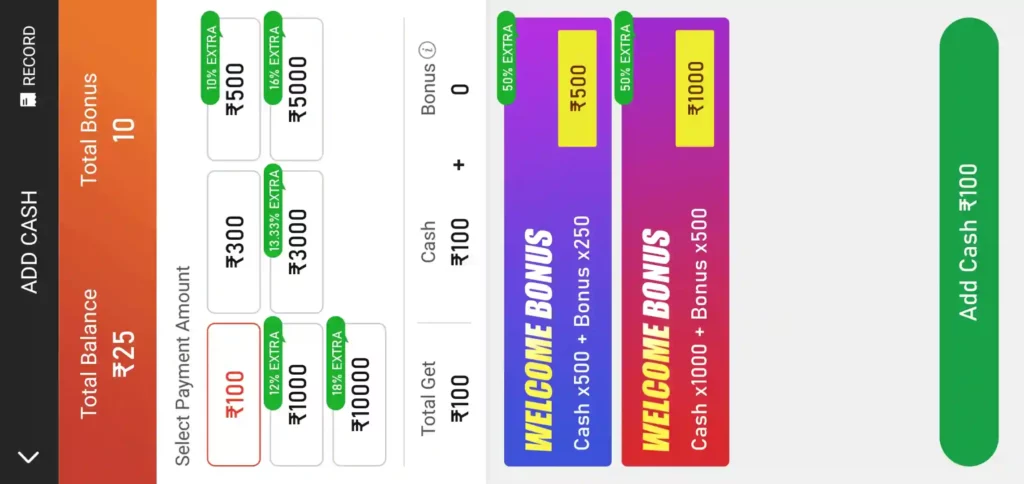 Rummy Wala App Add Cash Program
